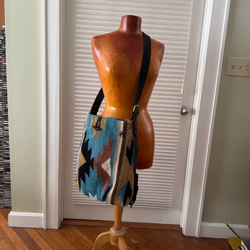 Raj Kilim Tote with Leather Strap